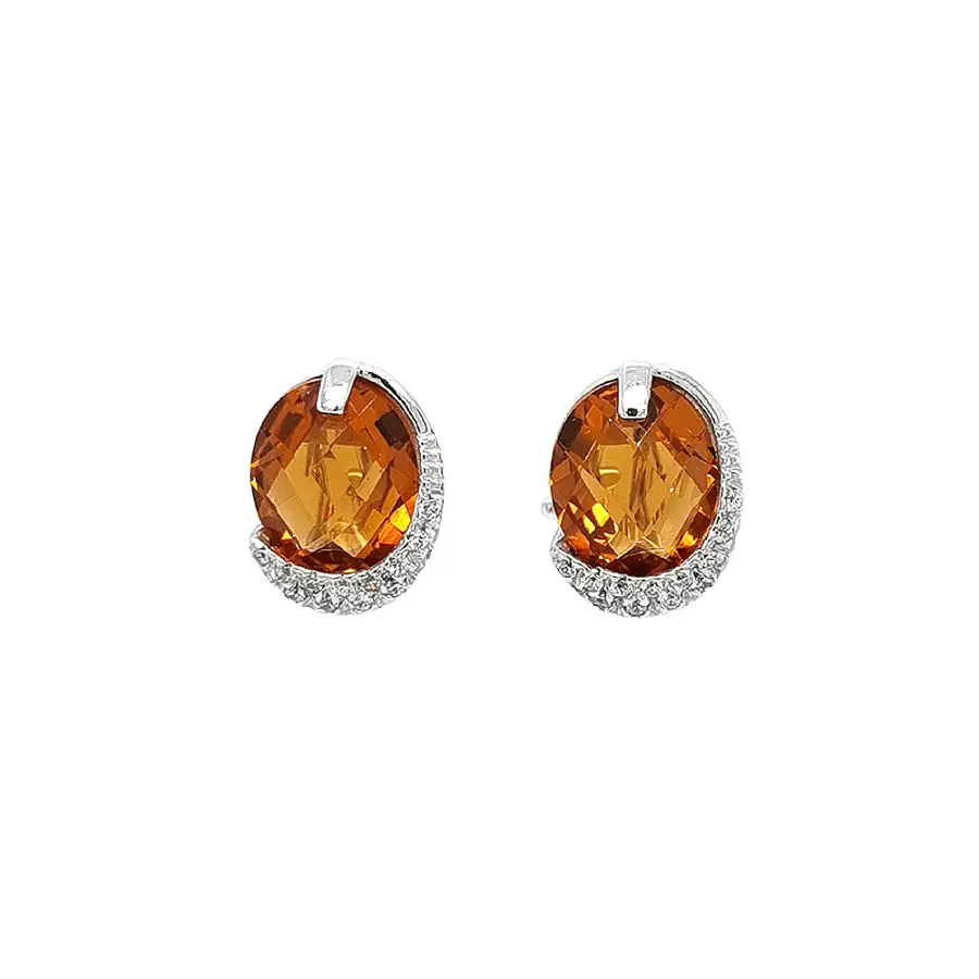 White Gold Citrine Earrings