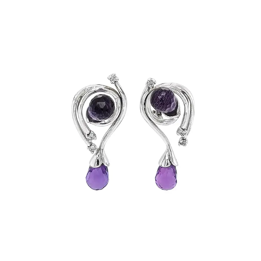 White Gold Amethyst Earrings