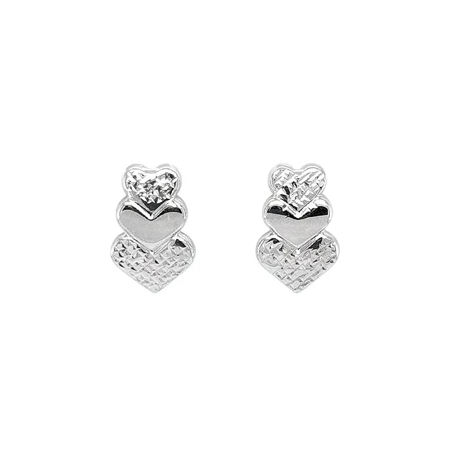White Gold Heart Earrings