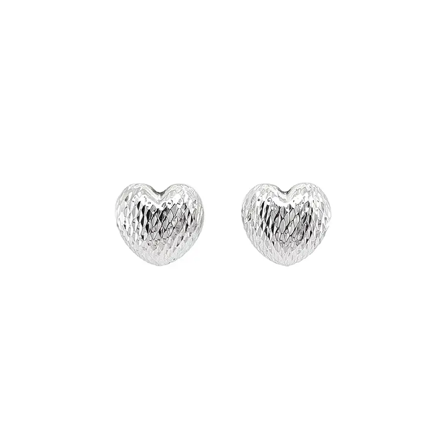 Elegant White Gold Heart Earrings