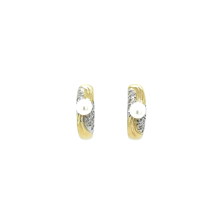 Gold Earrings with Pearl and Zircones