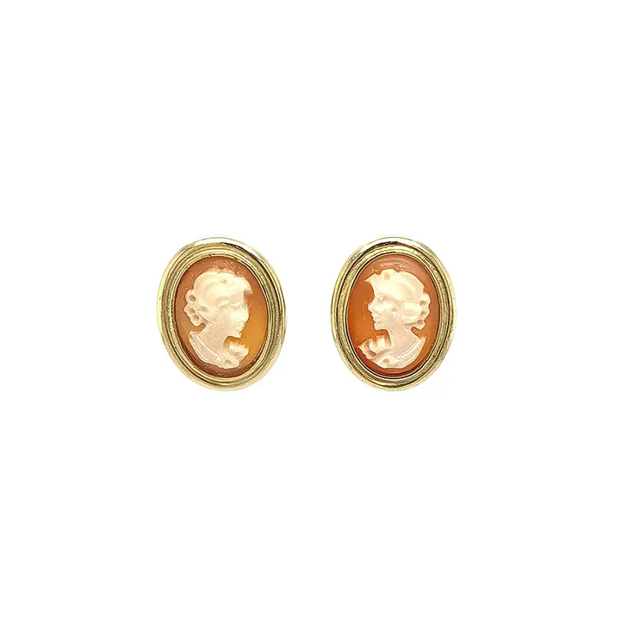 Luxury Gold Earrings with Historical Cameo