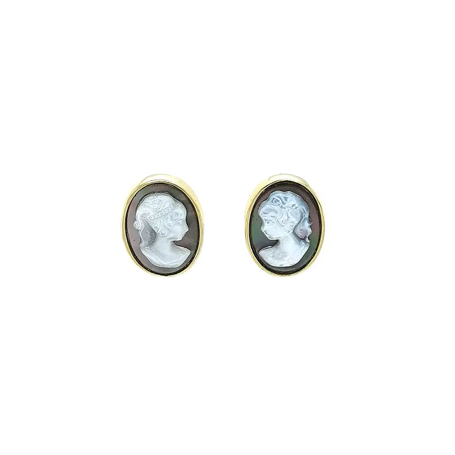 Luxury Gold Earrings with Cameo and Secure Clasp