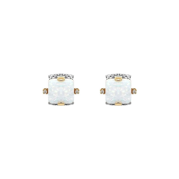 Gold Earrings with Opal and Zircones