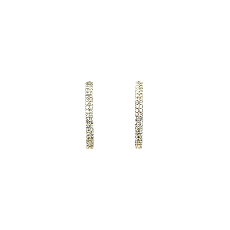 Gold Circular Earrings with Zircons