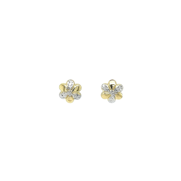 Earrings Flowers made of Combination Gold