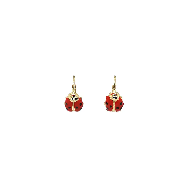 Golden Baby Earrings Ladybug