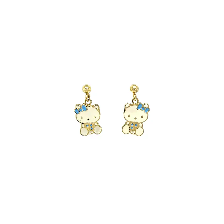 Gold Hanging Earrings Hallo Kitty