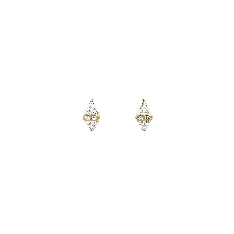 Gold Earrings with Zircons