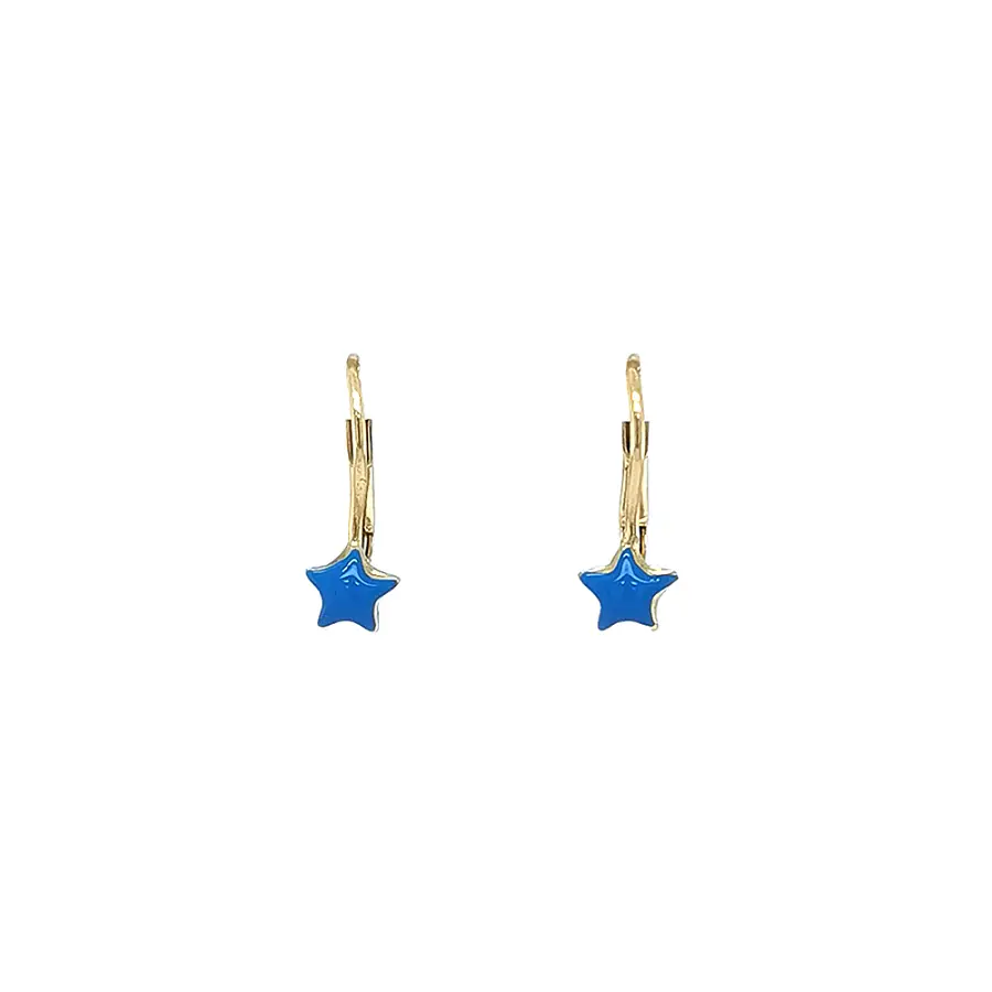 Gold Earrings with Blue Stars