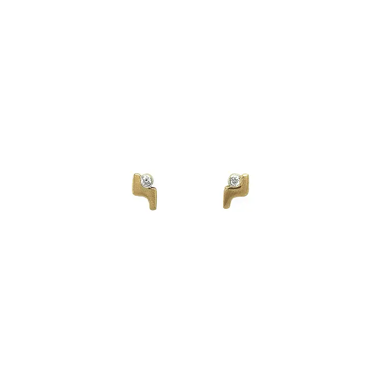 Gold Pecky Earrings with Zircones