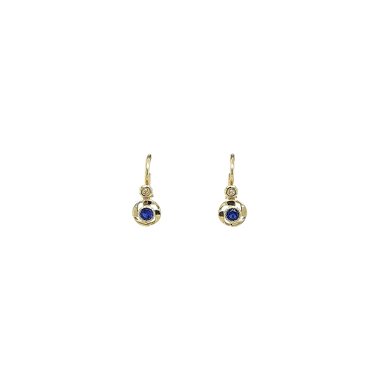 Golden Children Earrings with Blue Stone