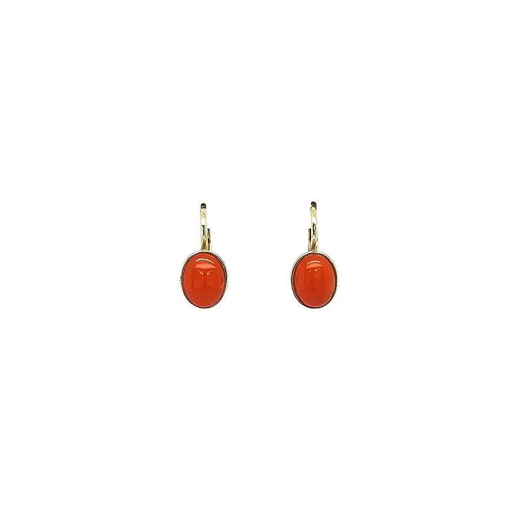 Gold Earrings with Coral