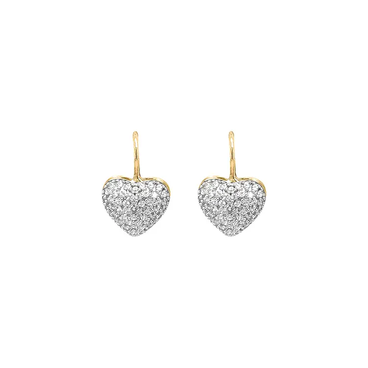 Gold Earrings in Heart Shape with Zircones