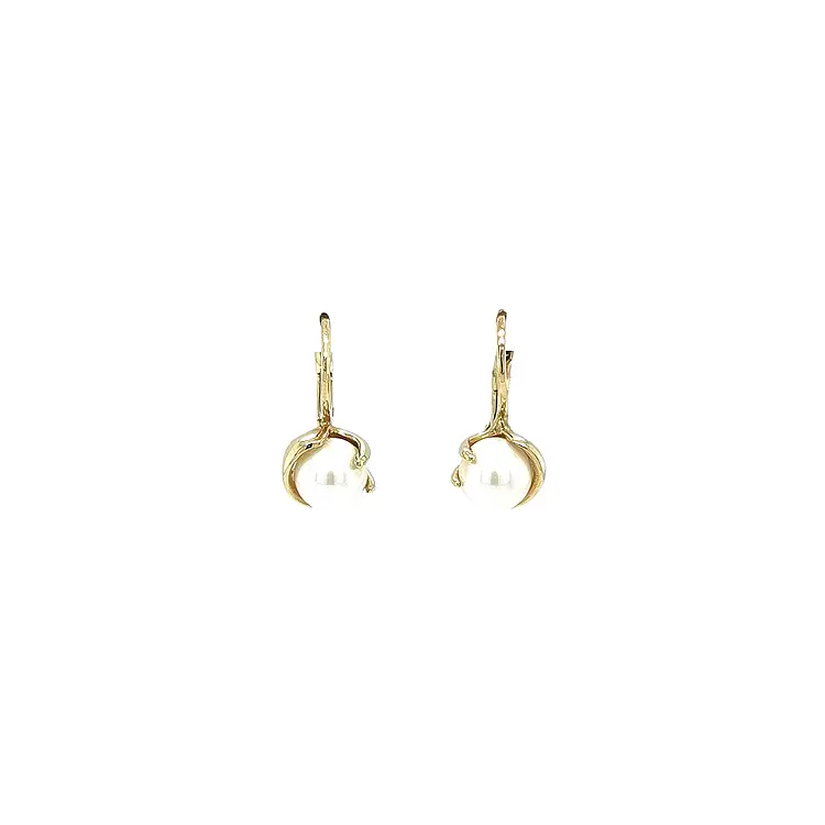Gold Earrings with Pearl