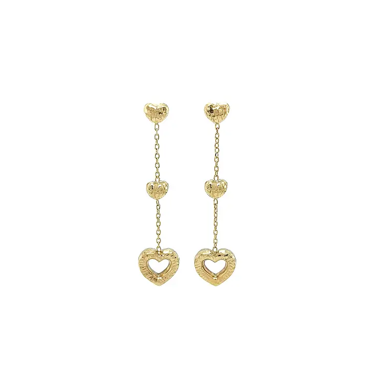 Gold Hanging Earrings Hearts