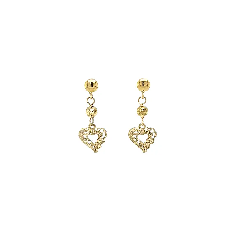 Gold Hanging Heart Earrings