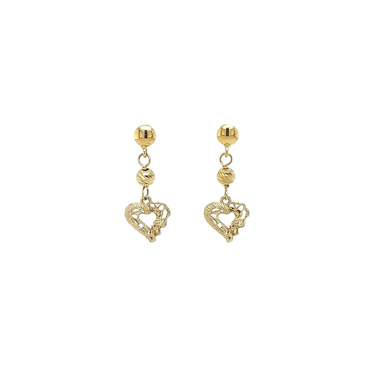 Gold Hanging Heart Earrings