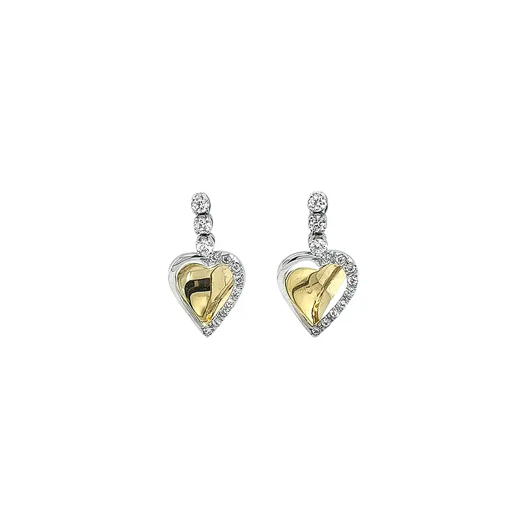 Pendant Earrings Heart with Zircones