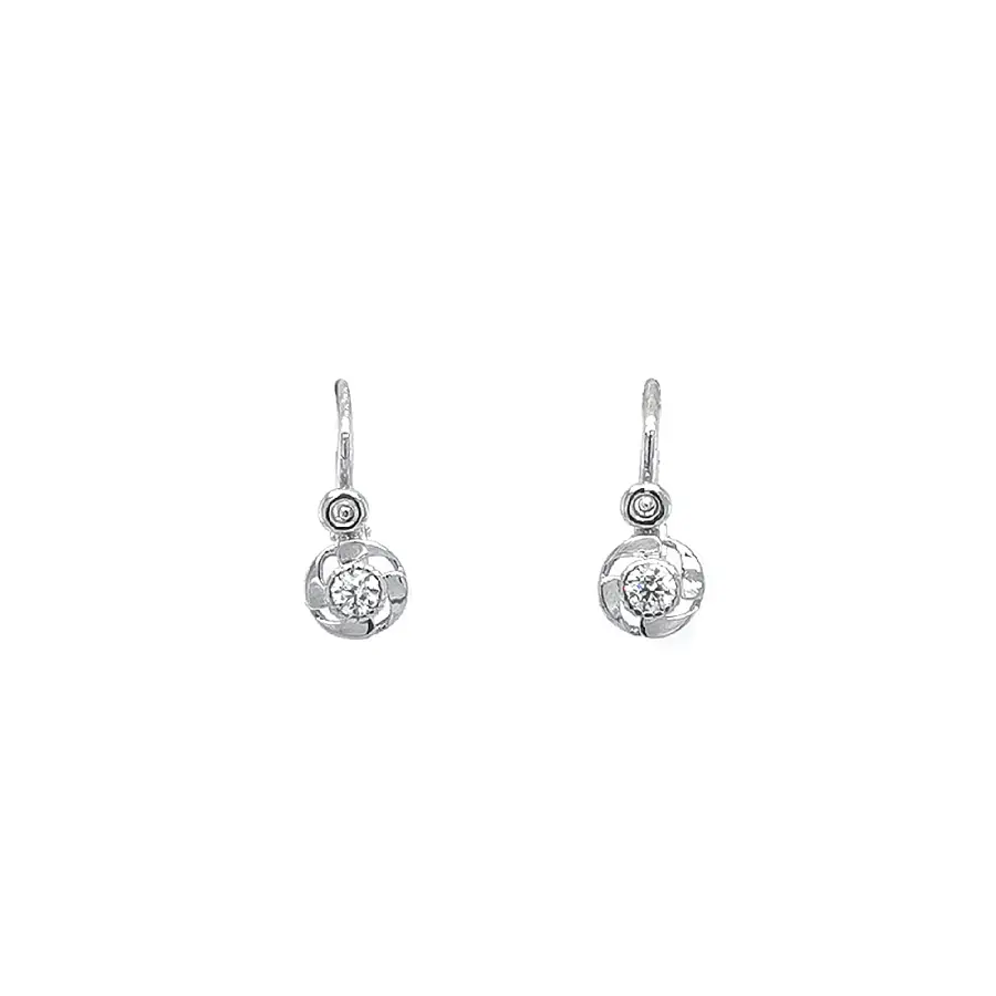 Children's Earrings with White Gold Zircons