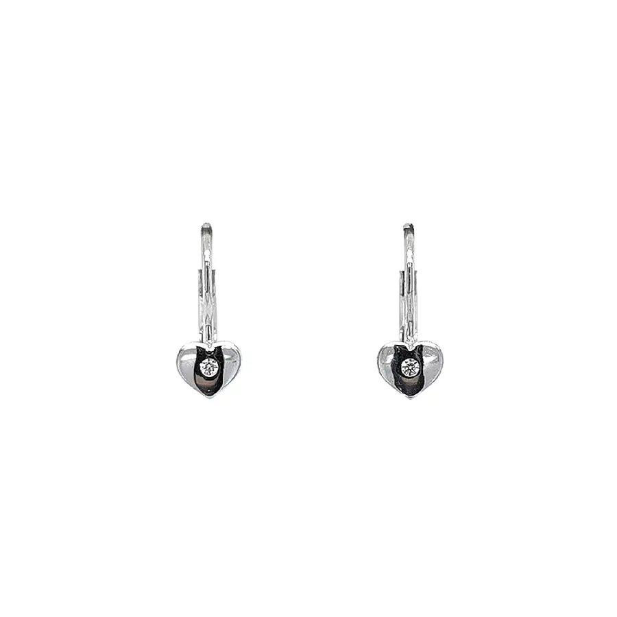 Earrings Hearts with White Gold Zircons