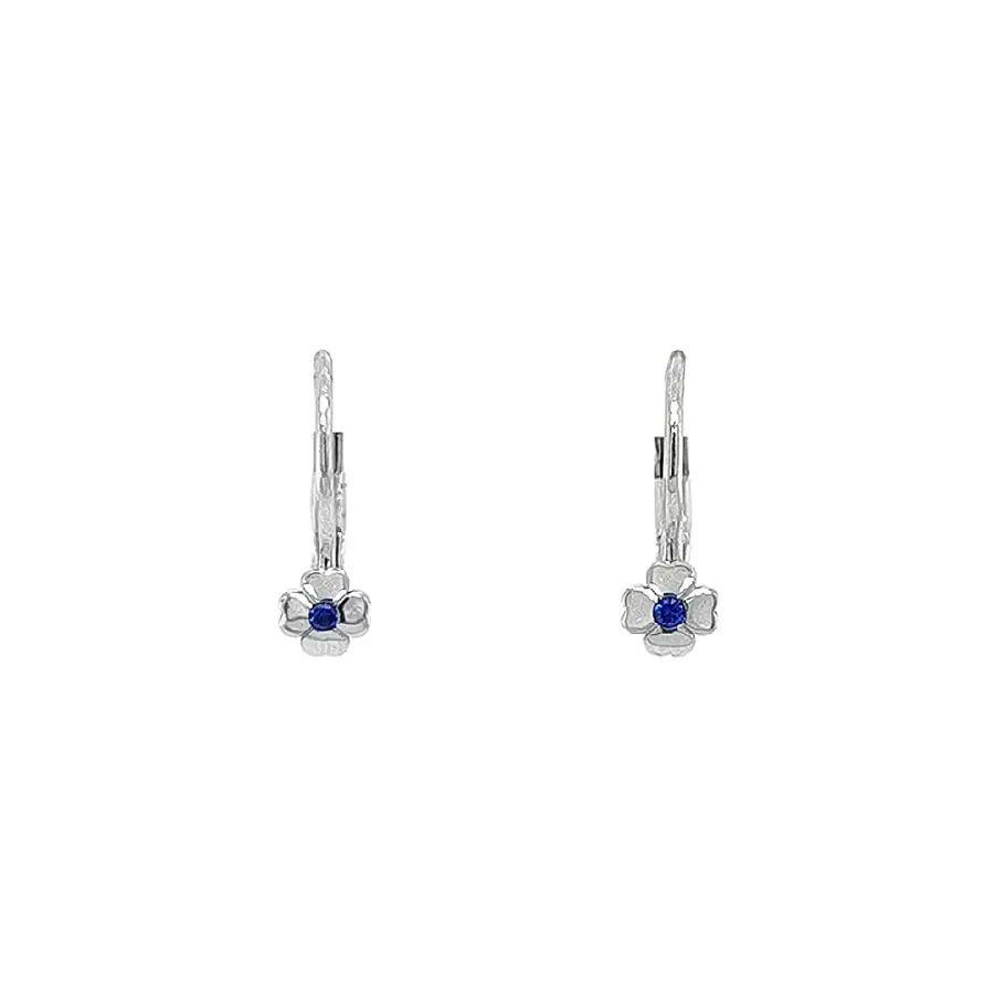 Earrings Quatrefoil with Sapphire from White Gold