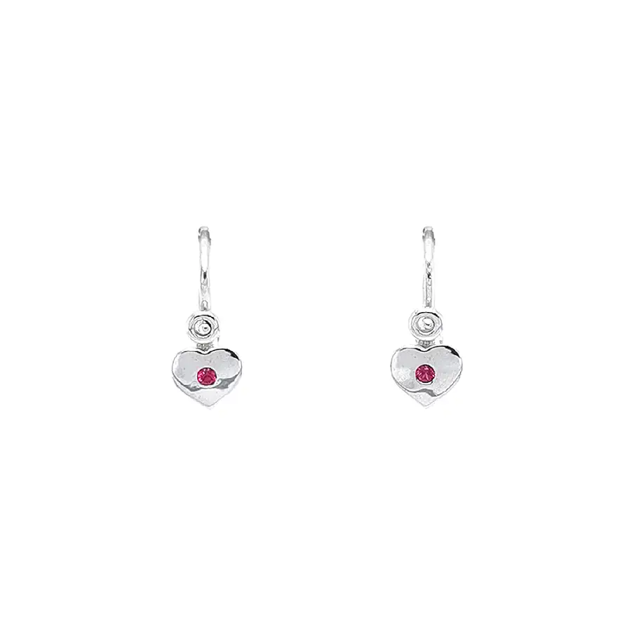 Children's Earrings with White Gold Rubies