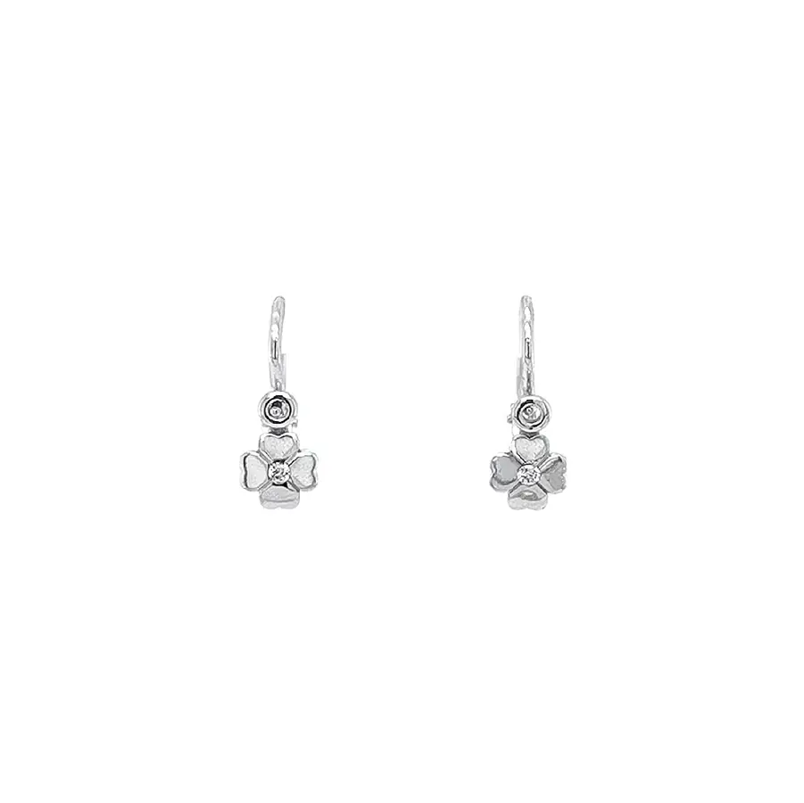 Children's Earrings Quatrefoil with Zircons