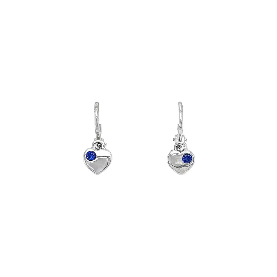 Children's Earrings with Sapphires in White Gold