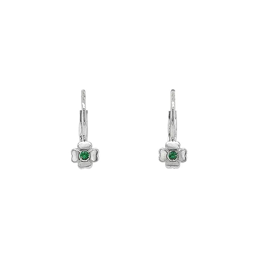 Earrings Quatrefoil with White Gold Emeralds