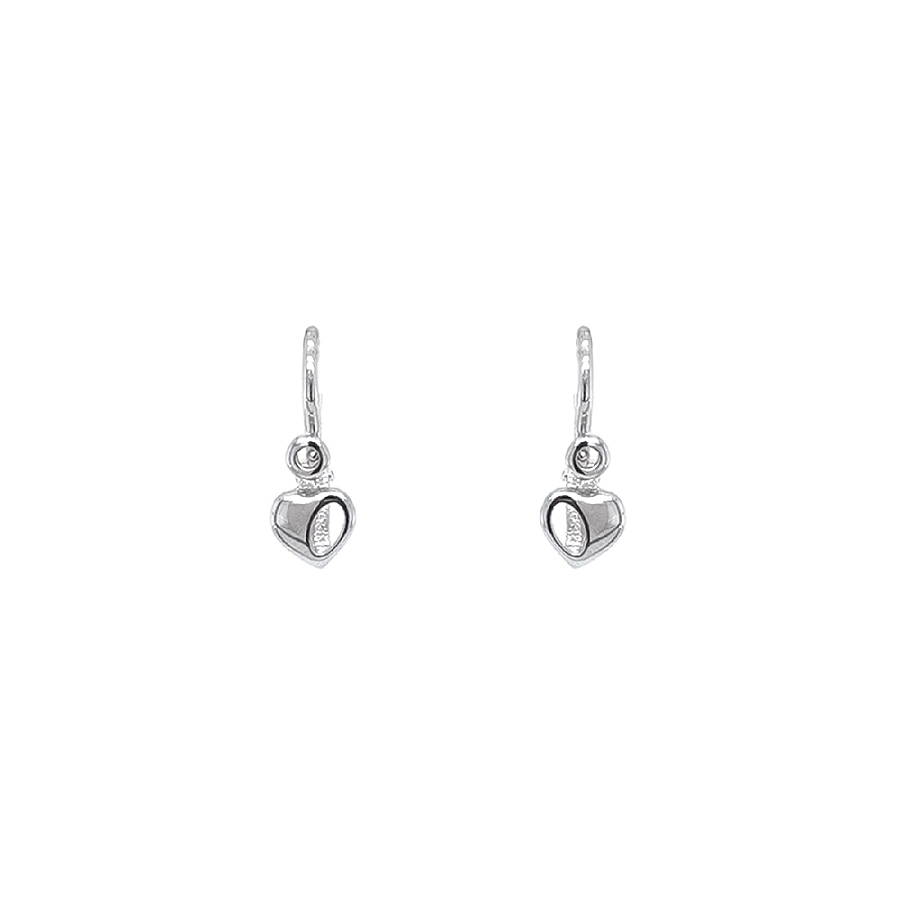 Children's Earrings Hearts in White Gold