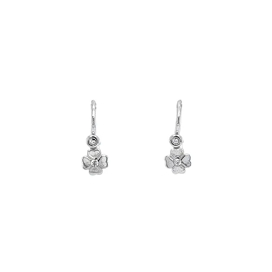Children's Earrings Quatrefoil with Zircons
