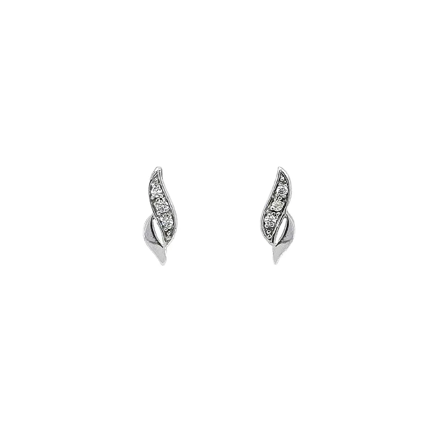 White Gold Earrings with Fine Zircon Ornamentation