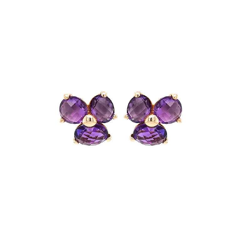 Gold Earrings with Amethyst