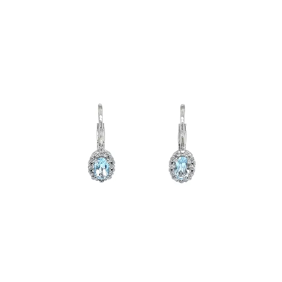 White Gold Earrings with Blue Topaz and Zircons