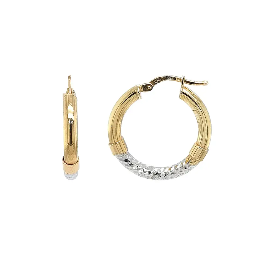 Elegant Gold Earrings with Yellow and White Gold Contrast