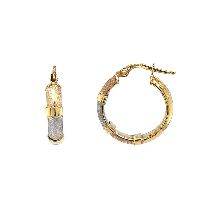 Elegant Tricolor Gold Hoop Earrings