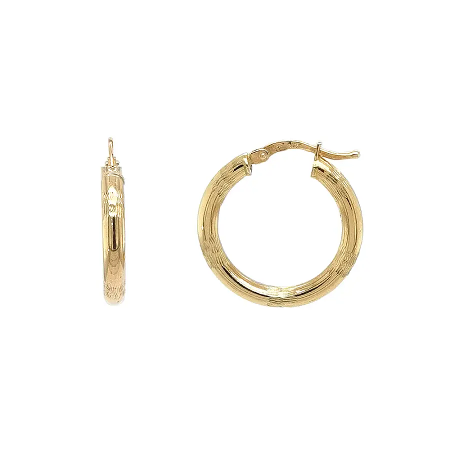 Gold Hoop Earrings with Subtle Pattern