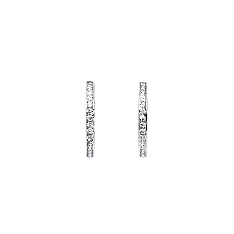 Round Earrings with White Gold Zircons