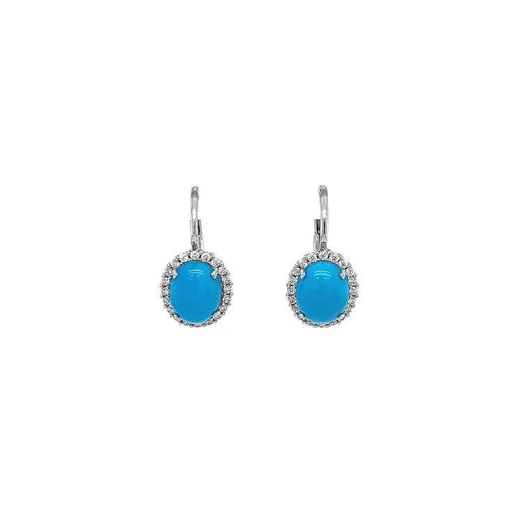 White Gold Earrings with Turquoise
