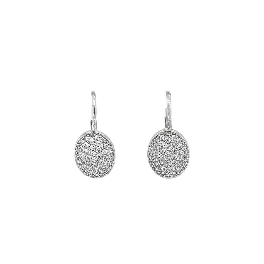 Short White Gold dangle earrings with shining zircons