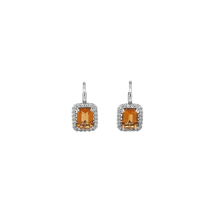 Gold Earrings Orange Stones