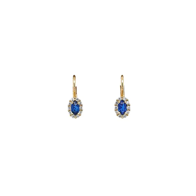 Gold Earrings with Sapphire