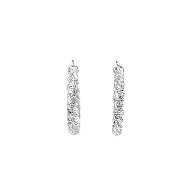 White Gold Round Earrings