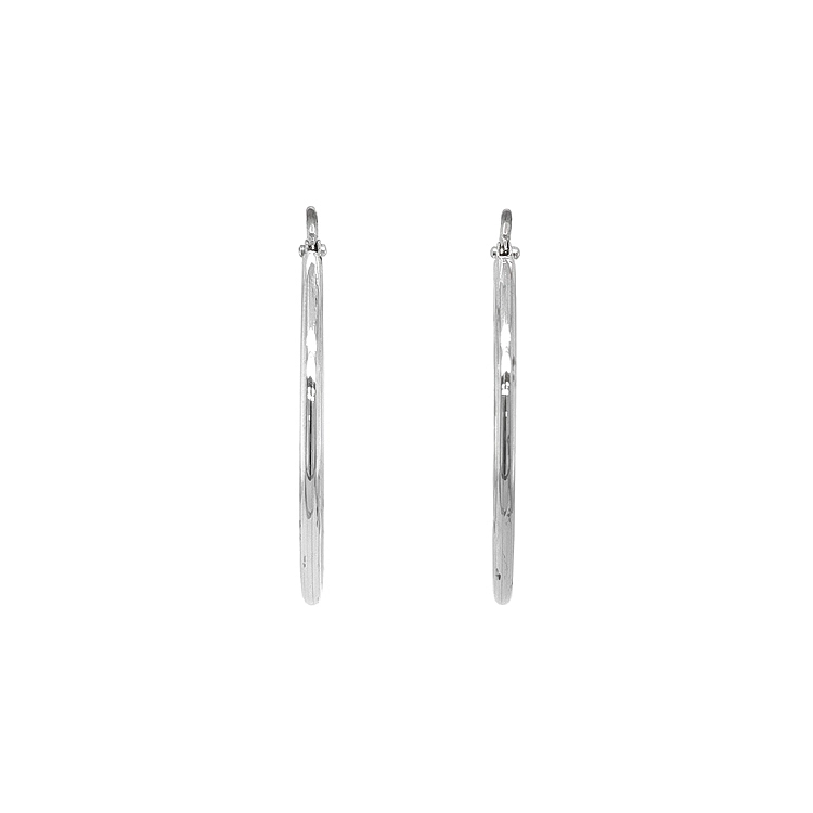 White Gold Round Earrings
