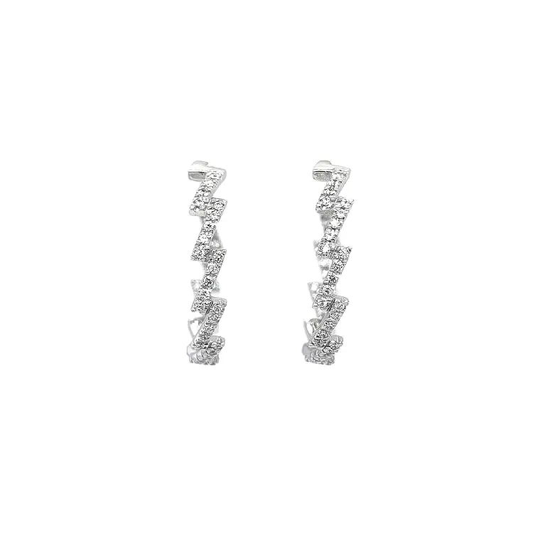 Round Earrings with White Gold Zircons