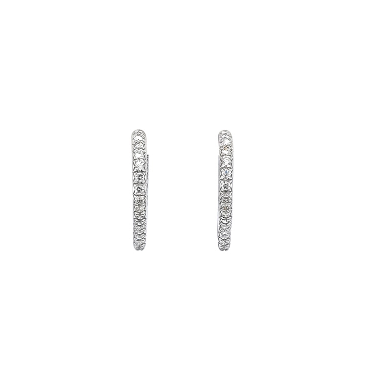 Round Earrings with White Gold Zircons