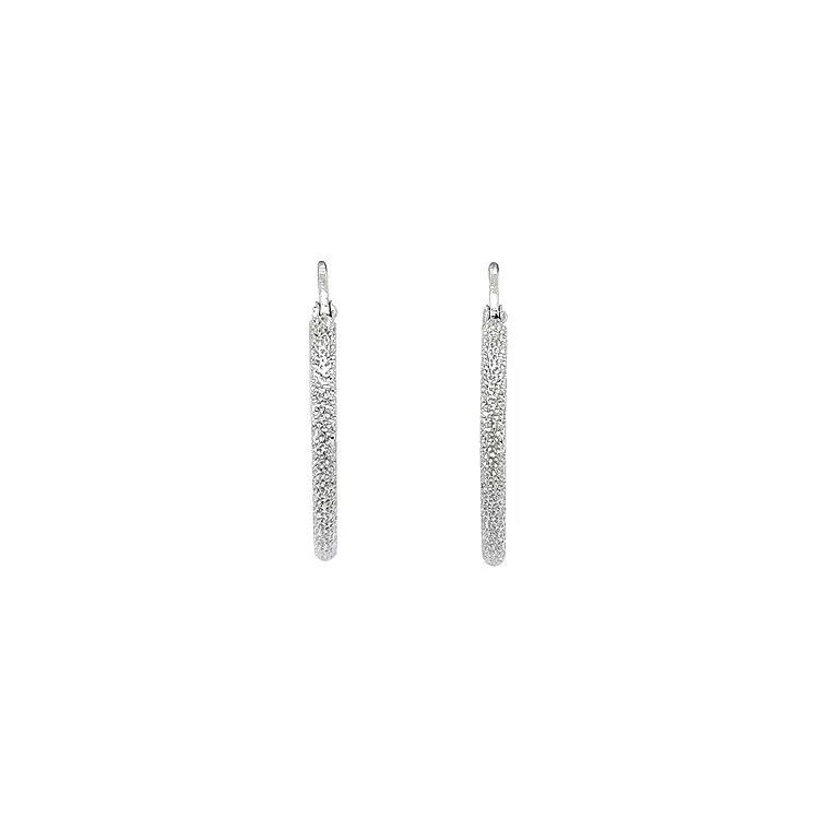 White Gold Round Earrings