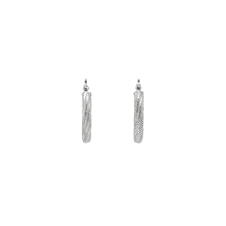 White Gold Round Earrings