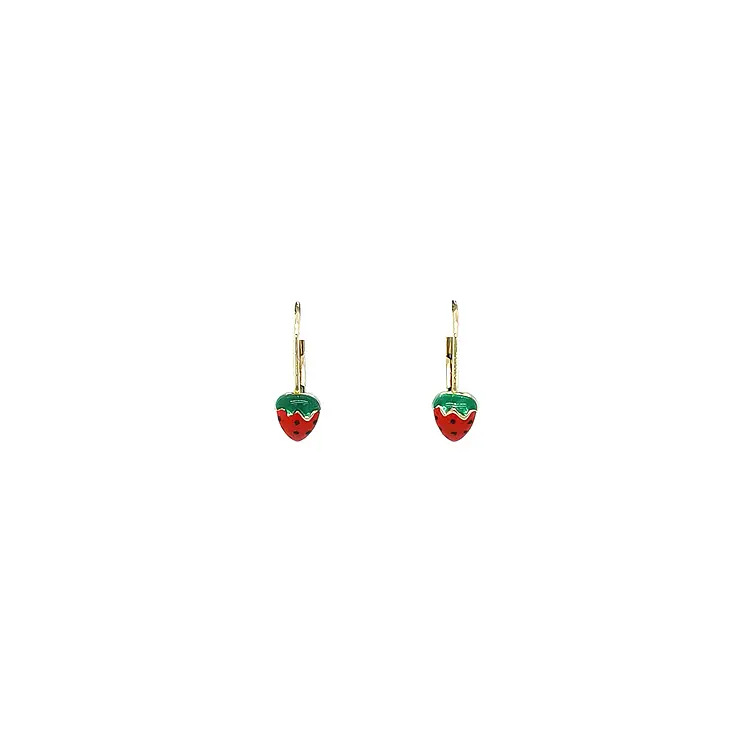 Gold Earrings Strawberries